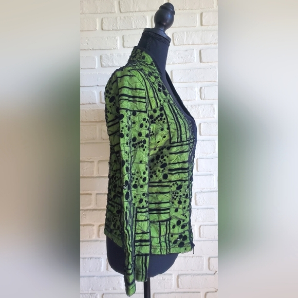 Cartisse Zipper Blouse Jacket Black & Green Mesh Unique Retro Size Large - Picture 5 of 13